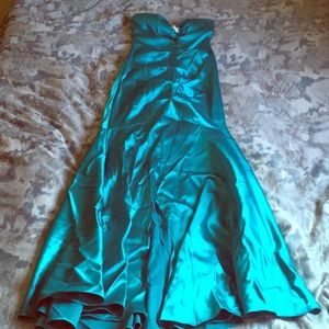 Aqua blue mermaid style prom dress